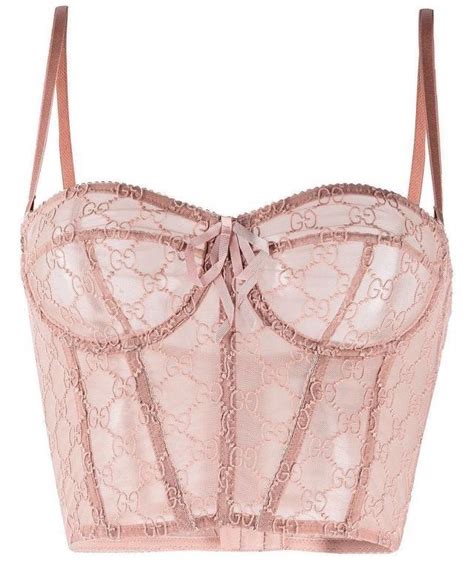 gucci embroidered baby pink bralette